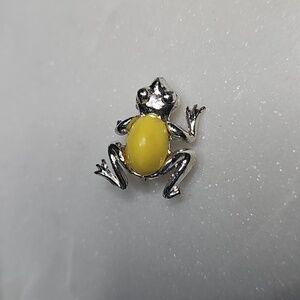 Silver and Yellow Frog Brooch